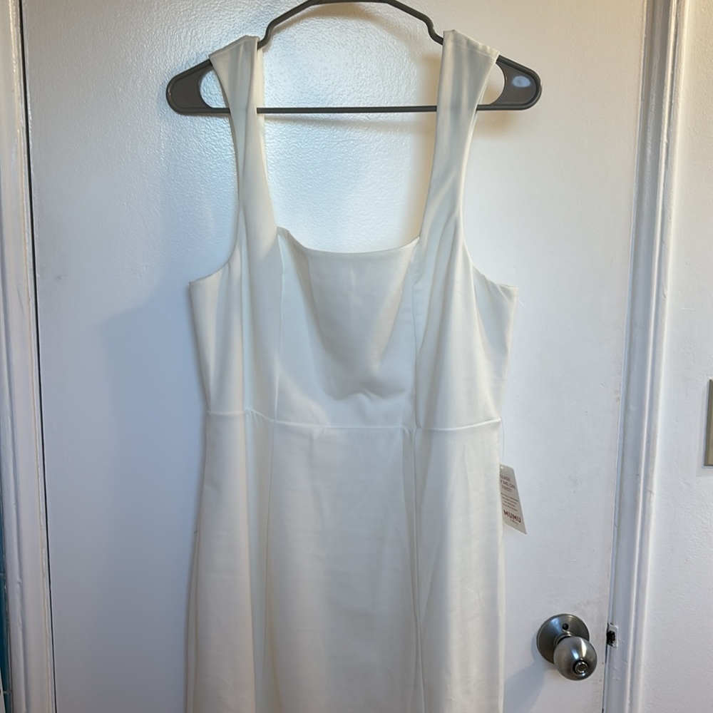 Show Me Your Mumu Eden Midi Dress in White Stretch XL Lined Wedding Bridesmaid